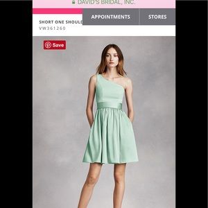 Vera Wang One Shoulder Short Dress w Satin Sash